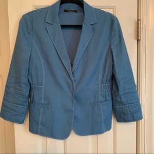 Tahari blue jacket with handstitched detail
